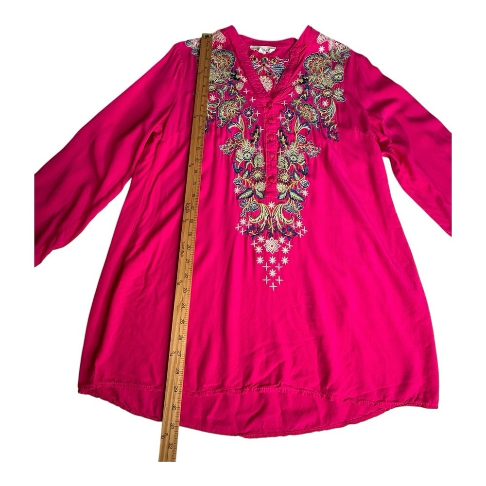 ANTHROPOLOGIE Luna Moon Pink Embroidered Popover Shirt Top Size M - Picture 6 of 16